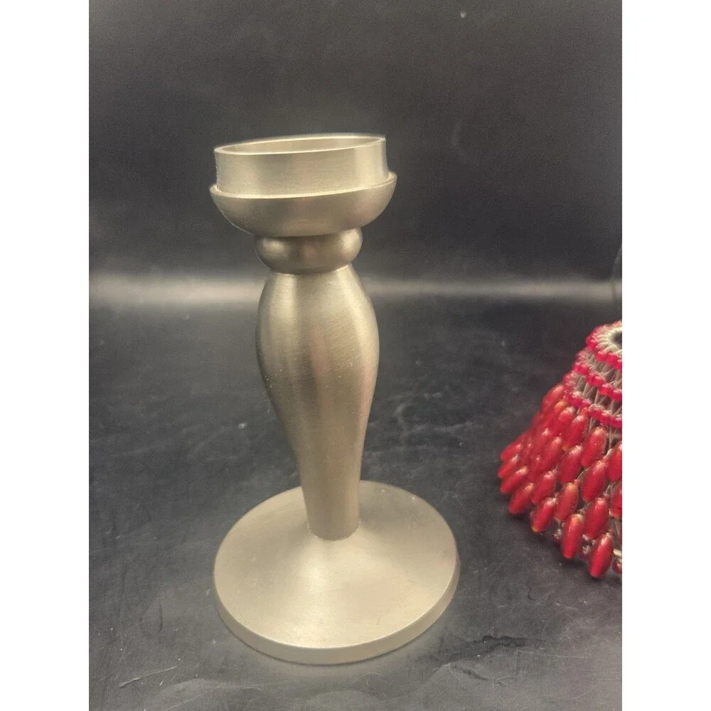 Vtg Pottery Barn Candle Holder Merlot Red Crimson Beaded Shade Fairy Light Lamp